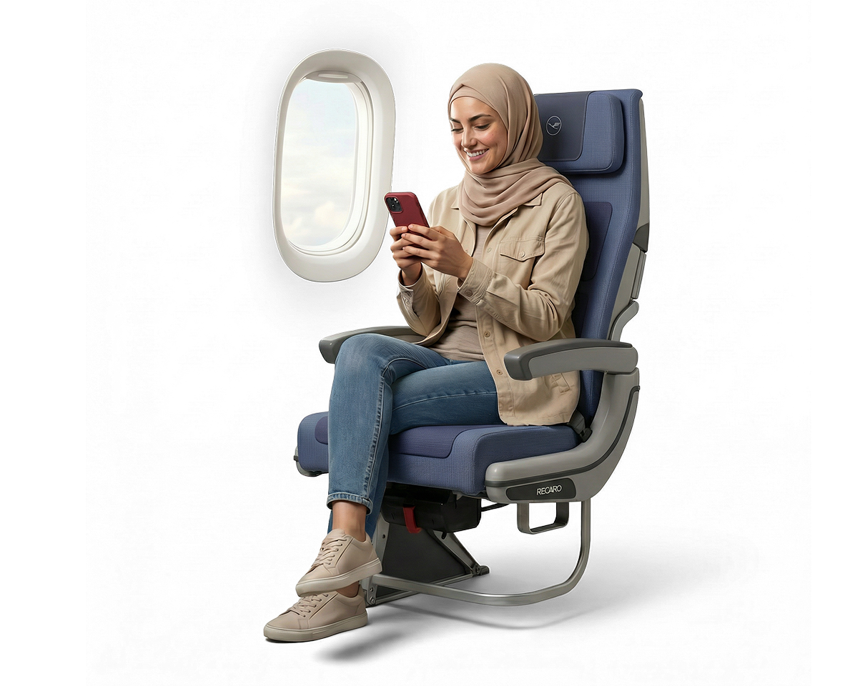 طالبة تستخدم حاسوباً محمولاً في حرم جامعي حديث